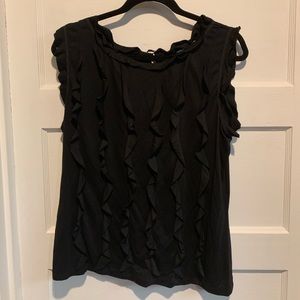 Ruffle No Sleeve Black Women’s Blouse